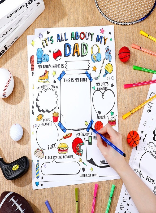 Resurhang 50 Pcs Father's Day Color Your Own About Dad Coloring Posters for Kids Children Crafts for Kids Home Classroom Activities - Image 3